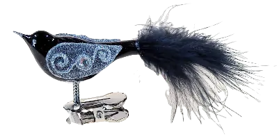 baculák ptáček / 6cm / ČERNÝ LESK / 6ks