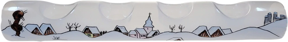 4 válec svícen / Staročeská zima / 33cm / 1ks