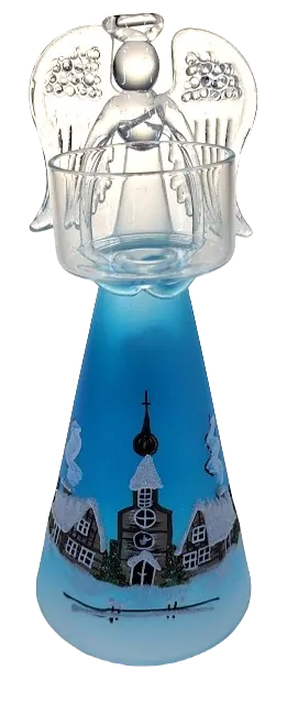 vánoční anděl svíčka v ruce / SV. MODRÁ / 18cm / 1ks