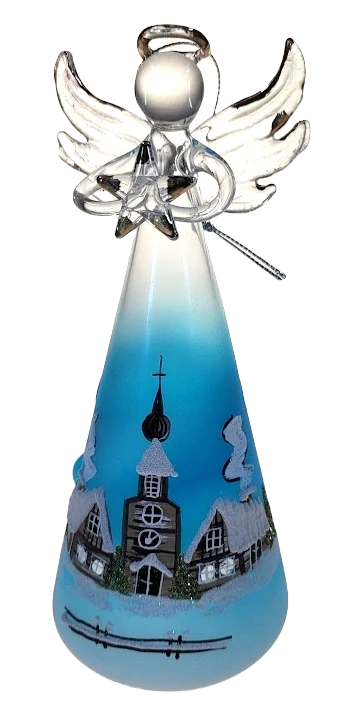 vánoční anděl svíčka dovnitř / SV. MODRÁ / 18cm / 1ks