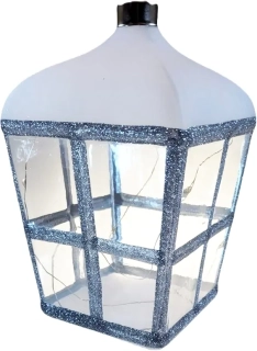 LED lucerna vitráž / STŘÍBRNÝ DEKOR / 17cm / 1ks