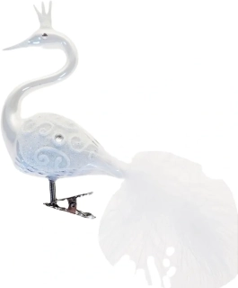 labuť s korunkou / 11cm / BÍLÝ PORCELÁN / 2ks