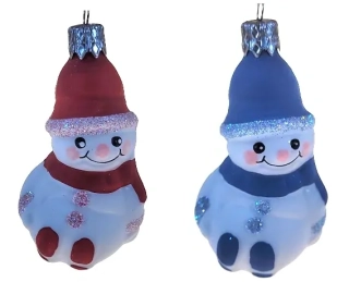 sněhulák sedící / 7cm / 6ks (3+3)