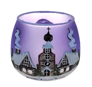 sklenička svícen / FIALOVÁ / 8,5cm / 1ks