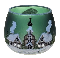 sklenička svícen / ZELENÁ / 8,5cm / 1ks